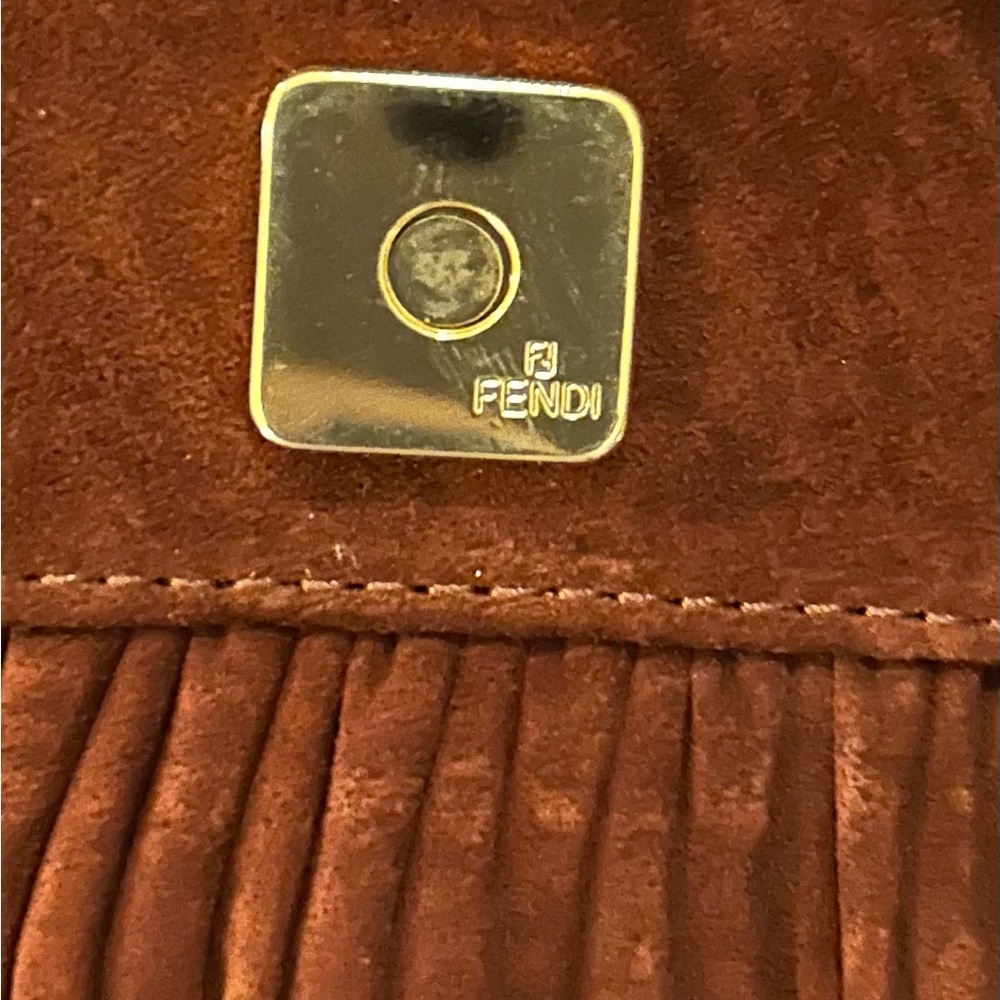 Fendi Brown and Orange Ruched Shoulder Bag - Picture 8 of 13